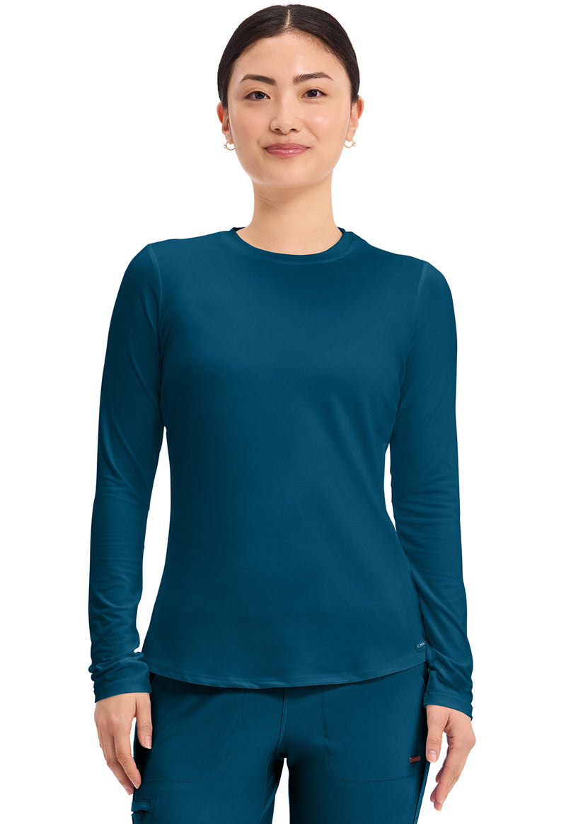 Caribbean Blue - Long Sleeve Underscrub Knit Tee