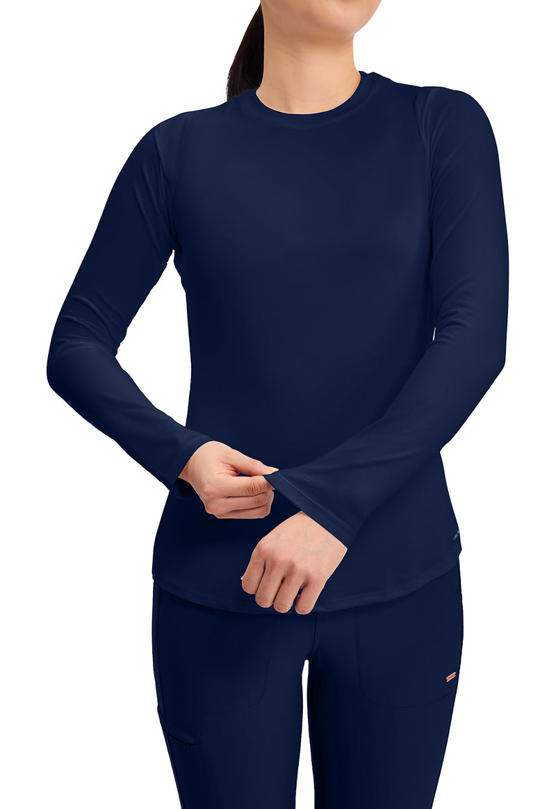 Navy - Long Sleeve Underscrub Knit Tee (View 2)