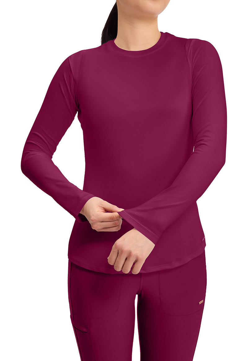 Wine - Long Sleeve Underscrub Knit Tee (View 2)