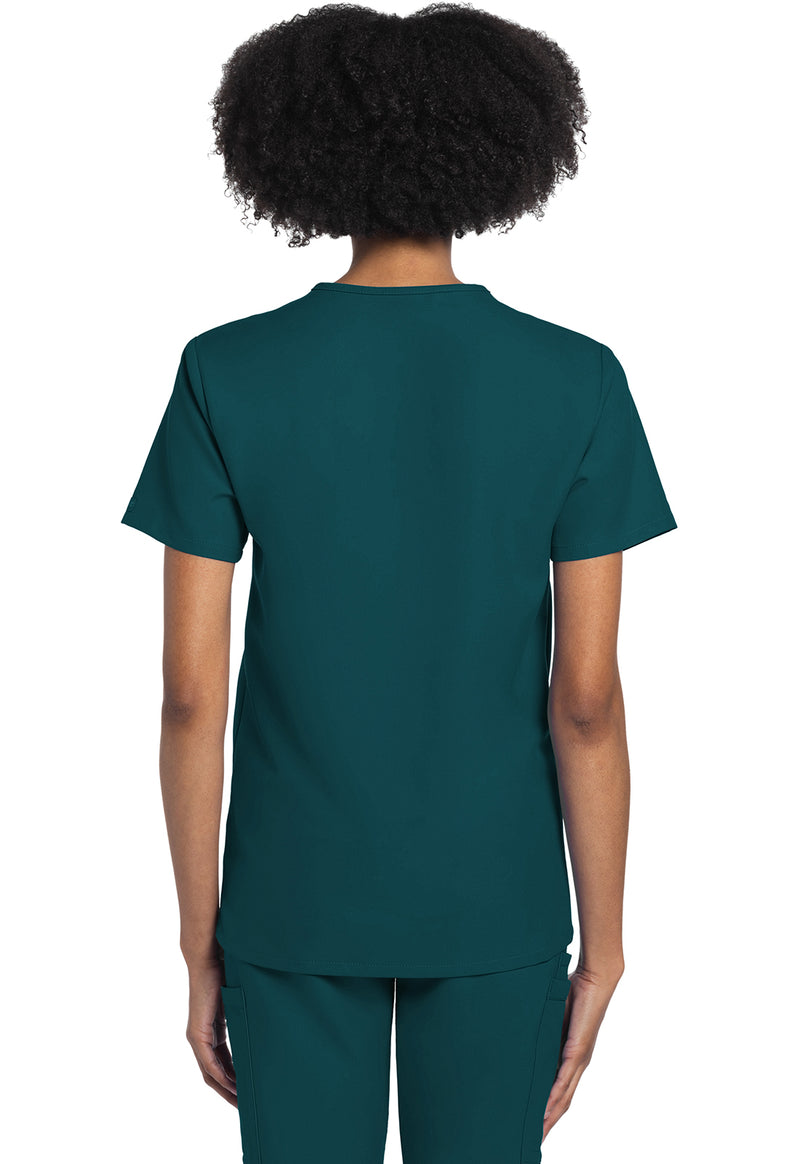 Caribbean Blue - Cherokee WW Originals Ultra Unisex Scrub Top - Back View