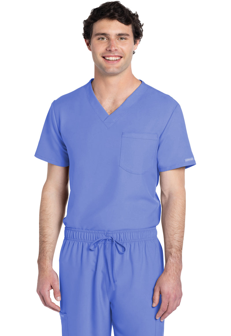 Ciel Blue - Cherokee WW Originals Ultra Unisex Scrub Top - Front View