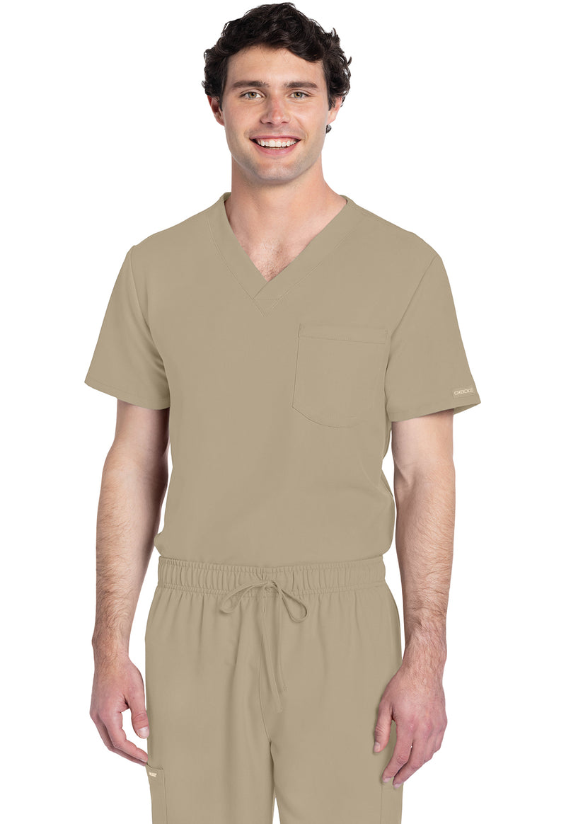 Khaki - Cherokee WW Originals Ultra Unisex Scrub Top - Front View
