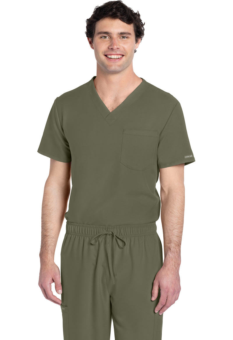 Olive - Cherokee WW Originals Ultra Unisex Scrub Top - Front View