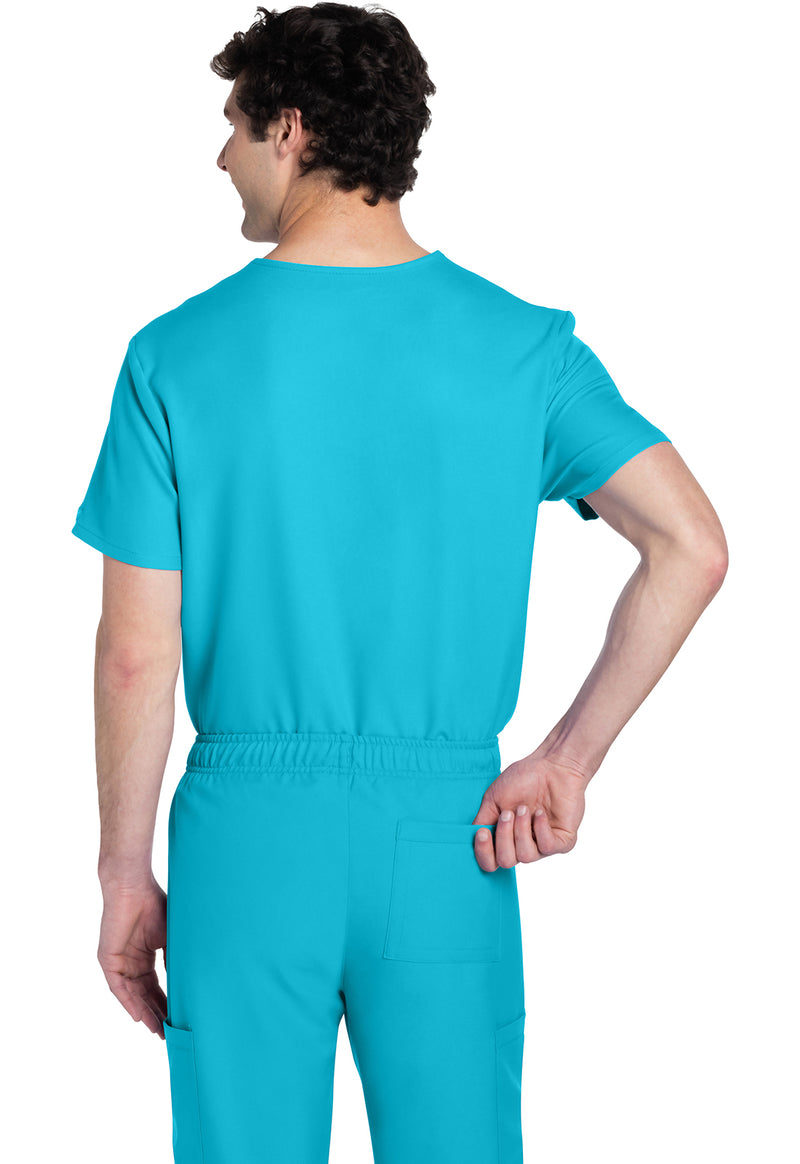 Turquoise - Cherokee WW Originals Ultra Unisex Scrub Top - Back View