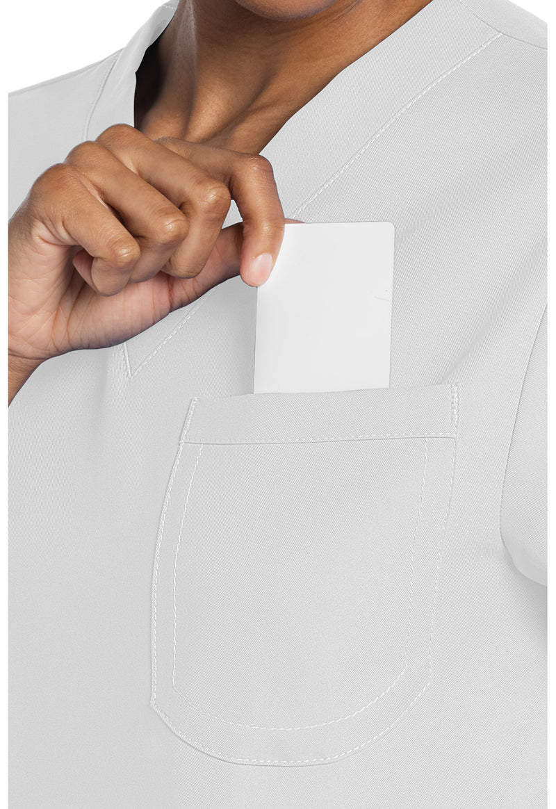 White - Unisex V-Neck Scrub Top (View 2)