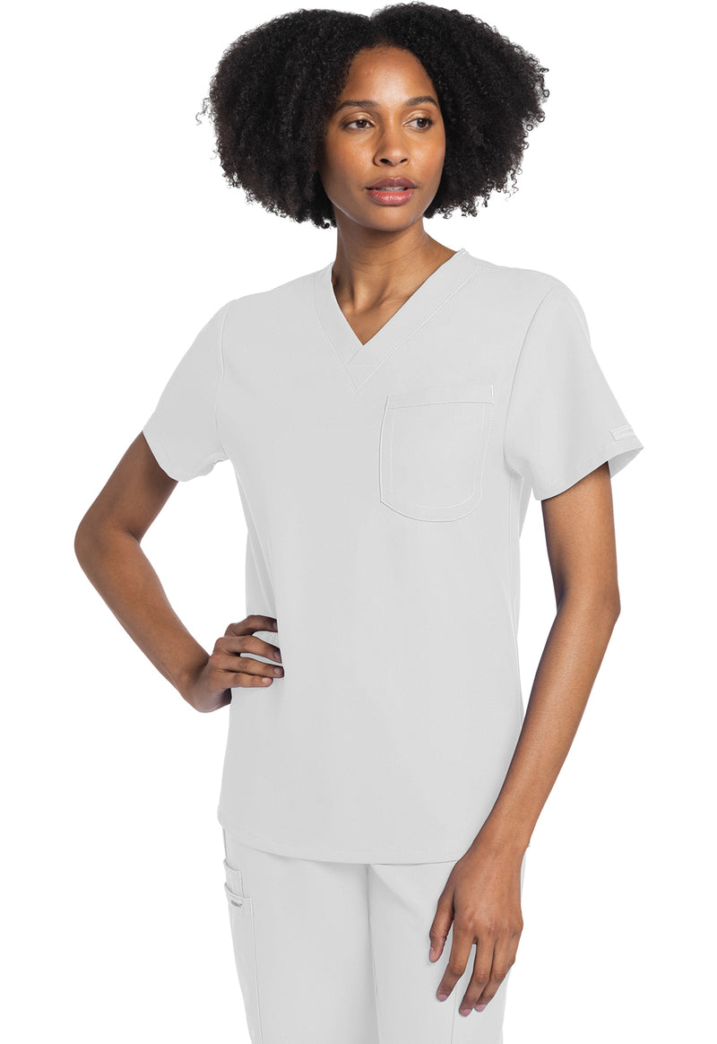 White - Cherokee WW Originals Ultra Unisex Scrub Top - Front View