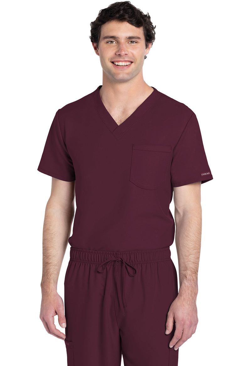 Wine - Cherokee WW Originals Ultra Unisex Scrub Top - Front View