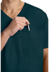 Caribbean Blue - Men's 3-Pocket V-Neck Scrub Top (View 2)