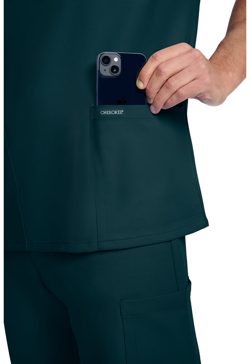 Caribbean Blue - Men's 3-Pocket V-Neck Scrub Top (View 4)