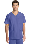 Ciel Blue - Cherokee WW Originals Ultra Men Scrub Top - Front View