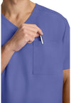 Ciel Blue - Men's 3-Pocket V-Neck Scrub Top (View 2)