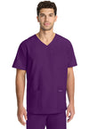 Eggplant - Cherokee WW Originals Ultra Men Scrub Top - Front View