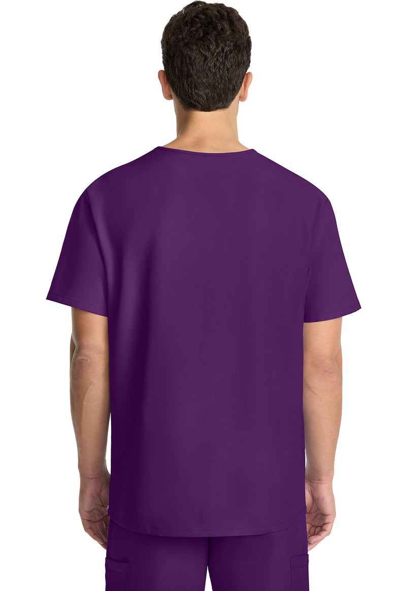 Eggplant - Cherokee WW Originals Ultra Men Scrub Top - Back View