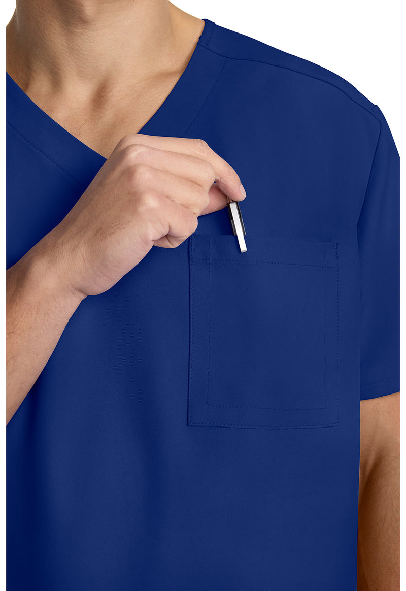 Galaxy Blue - Men's 3-Pocket V-Neck Scrub Top (View 2)