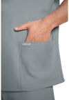 Grey - Men's 3-Pocket V-Neck Scrub Top (View 3)