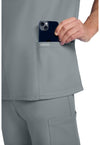 Grey - Men's 3-Pocket V-Neck Scrub Top (View 4)