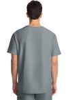 Grey - Cherokee WW Originals Ultra Men Scrub Top - Back View