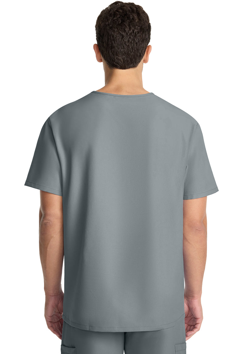 Grey - Cherokee WW Originals Ultra Men Scrub Top - Back View