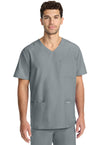 Grey - Cherokee WW Originals Ultra Men Scrub Top - Front View