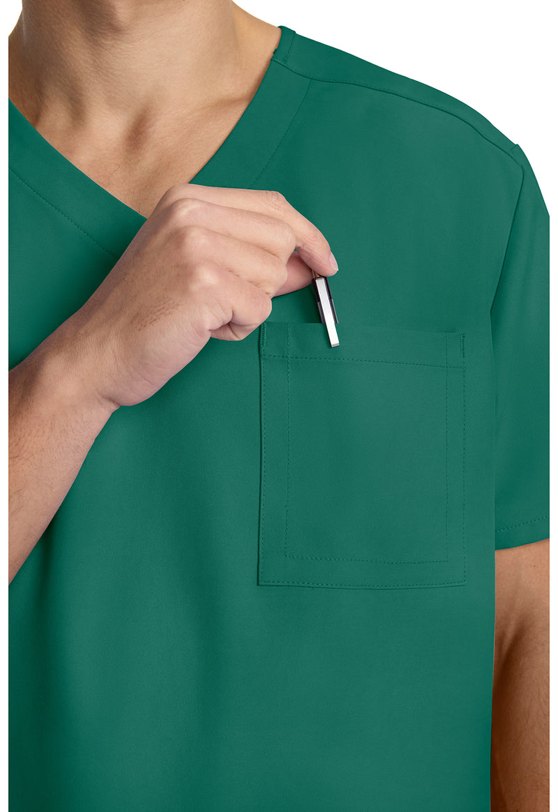 Hunter Green - Men's 3-Pocket V-Neck Scrub Top (View 2)