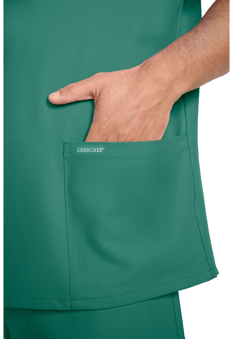 Hunter Green - Men's 3-Pocket V-Neck Scrub Top (View 3)
