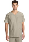Khaki - Cherokee WW Originals Ultra Men Scrub Top - Front View