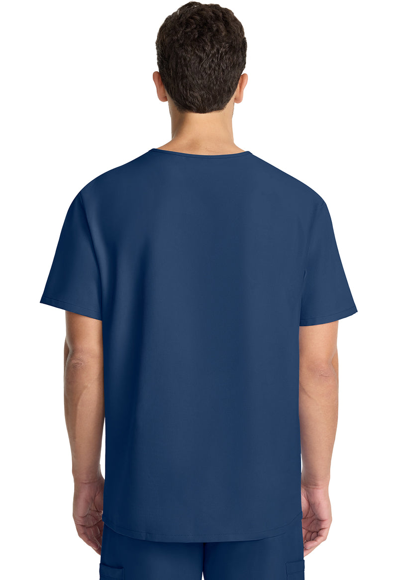 Navy - Cherokee WW Originals Ultra Men Scrub Top - Back View