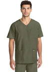 Olive - Cherokee WW Originals Ultra Men Scrub Top - Front View