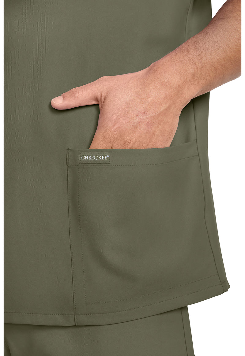 Olive - Men's 3-Pocket V-Neck Scrub Top (View 3)