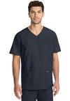 Pewter - Cherokee WW Originals Ultra Men Scrub Top - Front View
