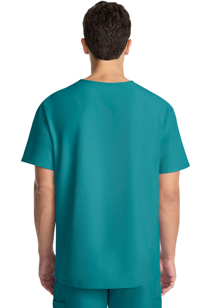 Teal Blue - Cherokee WW Originals Ultra Men Scrub Top - Back View