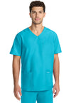 Turquoise - Cherokee WW Originals Ultra Men Scrub Top - Front View