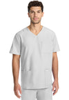 White - Cherokee WW Originals Ultra Men Scrub Top - Front View