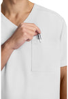White - Men's 3-Pocket V-Neck Scrub Top (View 2)