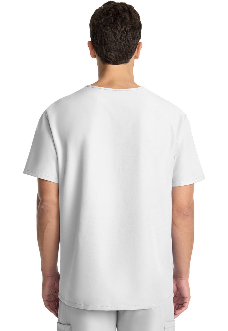 White - Cherokee WW Originals Ultra Men Scrub Top - Back View