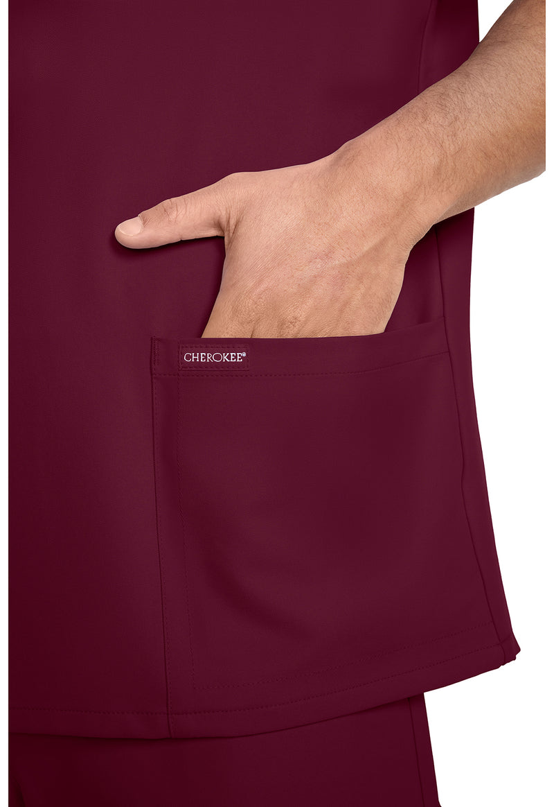 Wine - Men's 3-Pocket V-Neck Scrub Top (View 3)