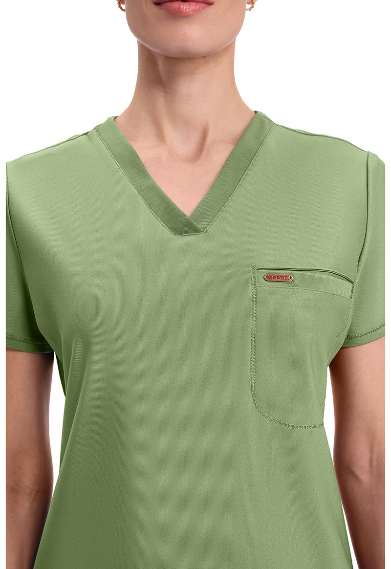 Bright Sage - Tuckable V-Neck Top (View 2)