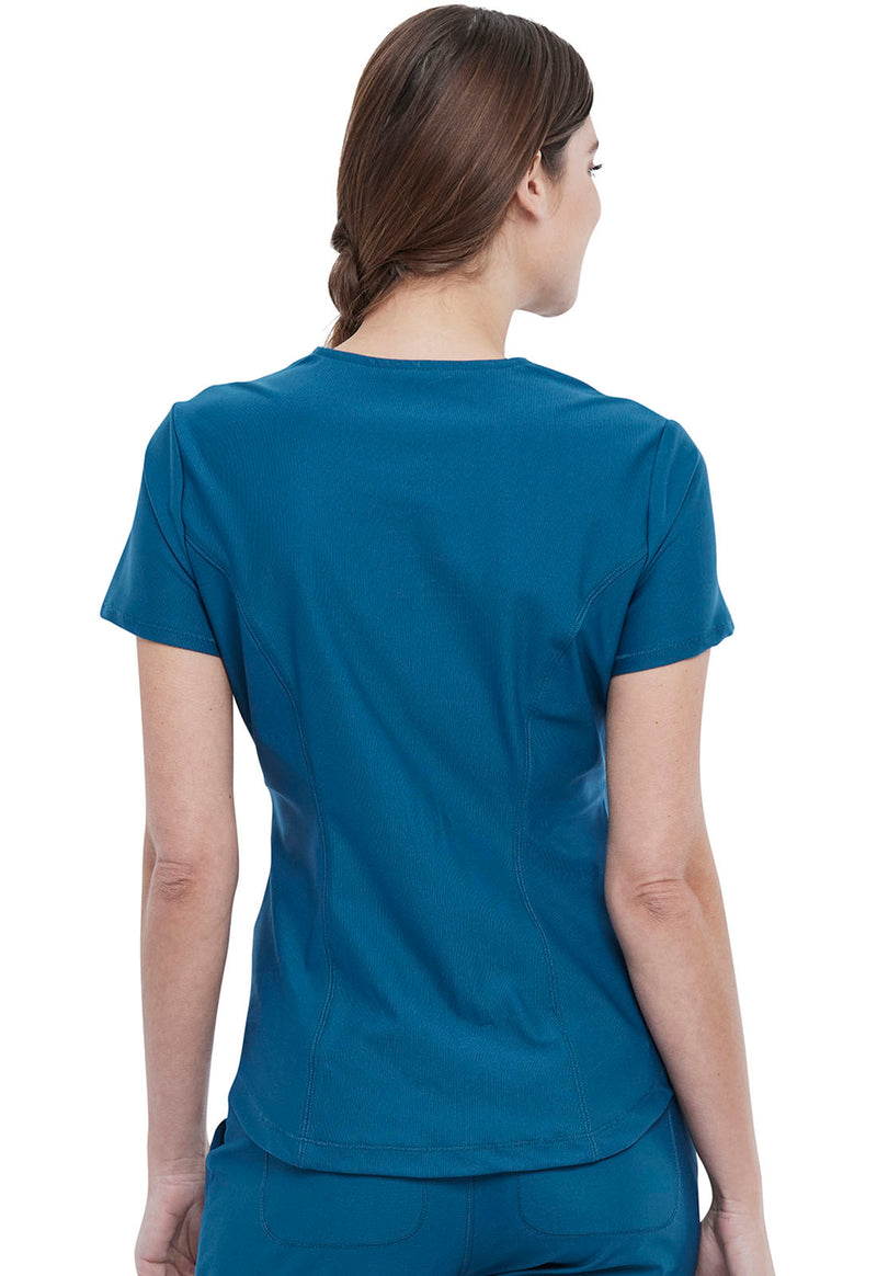 Caribbean Blue - Tuckable V-Neck Top (Back)