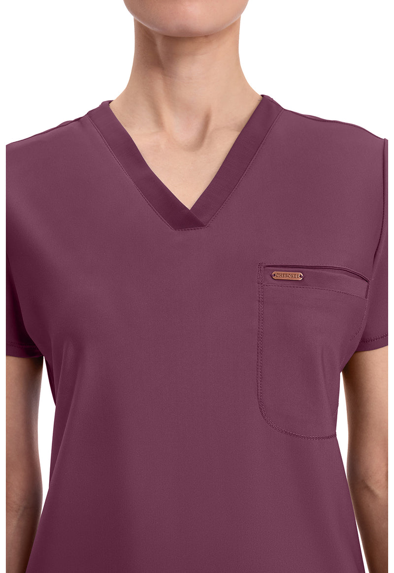 Wine - Tuckable V-Neck Top (View 2)