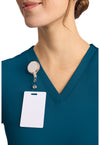 Caribbean Blue - Women's 2-Pocket V-Neck Scrub Top (View 2)