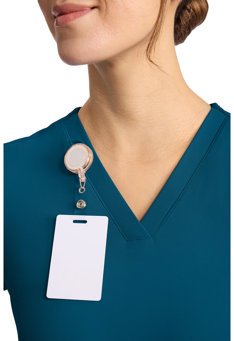 Caribbean Blue - Women's 2-Pocket V-Neck Scrub Top (View 2)