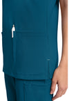 Caribbean Blue - Women's 2-Pocket V-Neck Scrub Top (View 4)