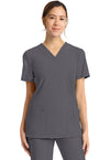 Pewter - Cherokee Achieve Women Scrub Top - Front View