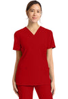 RED - Cherokee Achieve Women Scrub Top - Front View