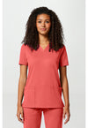True Coral - Cherokee Achieve Women Scrub Top - Front View