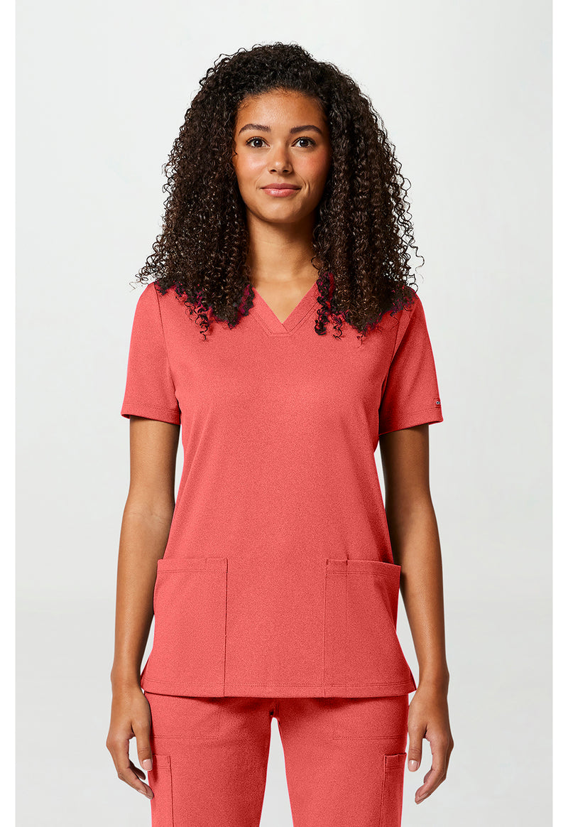 True Coral - Cherokee Achieve Women Scrub Top - Front View