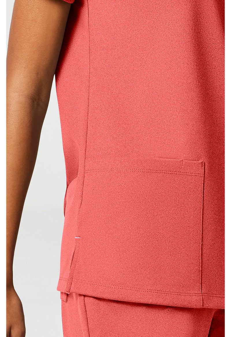 True Coral - Women's 2-Pocket V-Neck Scrub Top (View 3)