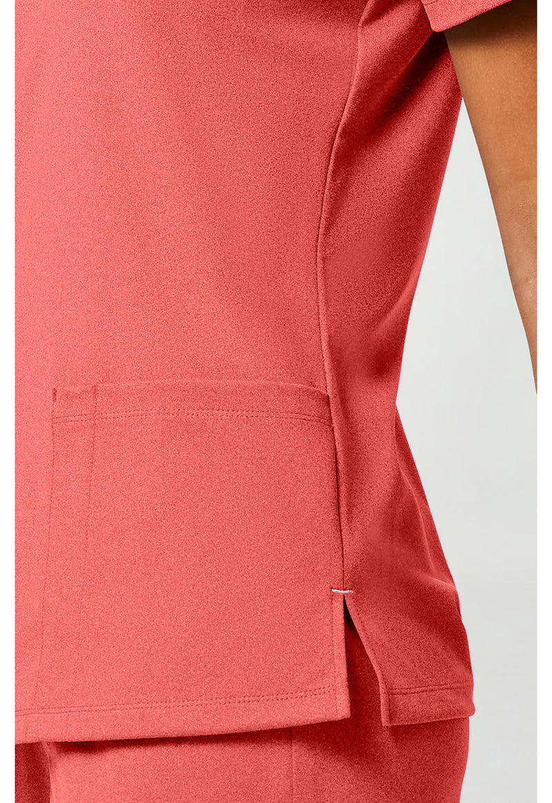 True Coral - Women's 2-Pocket V-Neck Scrub Top (View 4)