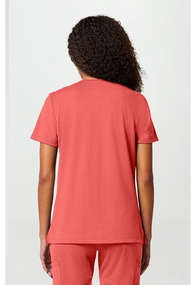 True Coral - Cherokee Achieve Women Scrub Top - Back View