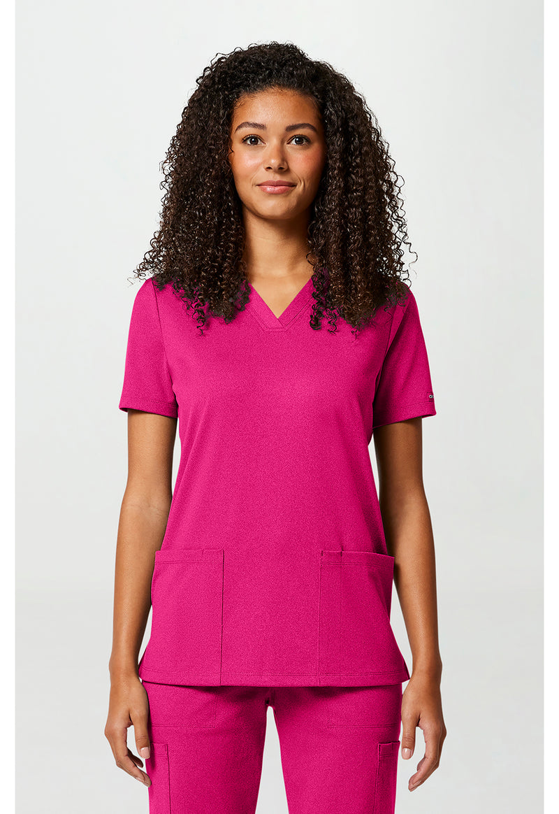 Tropical Hibiscus - Cherokee Achieve Women Scrub Top - Front View